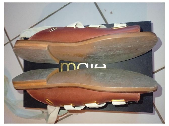 Sandali Maje in pelle marrone e camoscio beige - vista 3