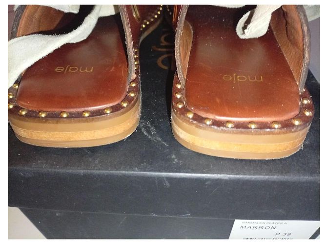 Sandali Maje in pelle marrone e camoscio beige - vista 4