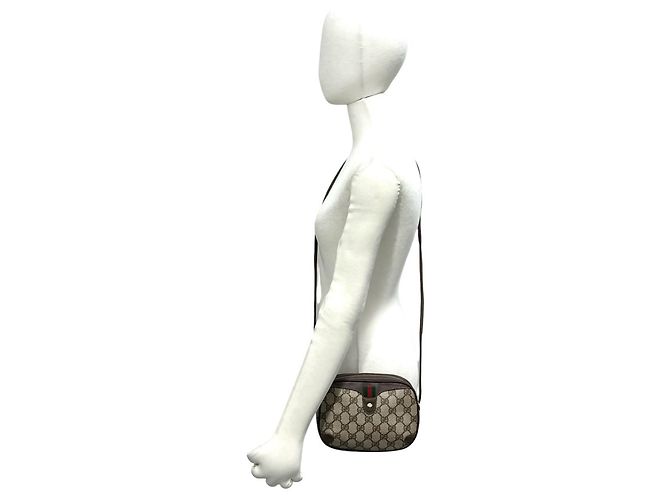 Borsa a tracolla Gucci Sherry Line con hardware logo GG Marrone Rosso Verde - vista 2