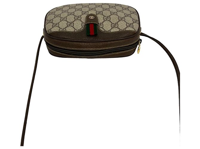 Borsa a tracolla Gucci Sherry Line con hardware logo GG Marrone Rosso Verde - vista 4