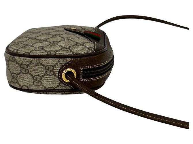 Borsa a tracolla Gucci Sherry Line con hardware logo GG Marrone Rosso Verde - vista 6