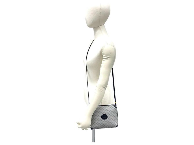 Borsa a tracolla in pelle Gucci blu navy con motivo Micro GG - vista 2