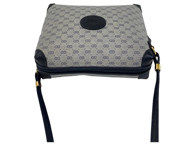 Borsa a tracolla in pelle Gucci blu navy con motivo Micro GG - vista 4