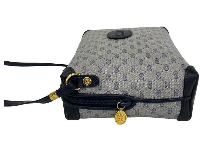 Borsa a tracolla in pelle Gucci blu navy con motivo Micro GG - vista 5