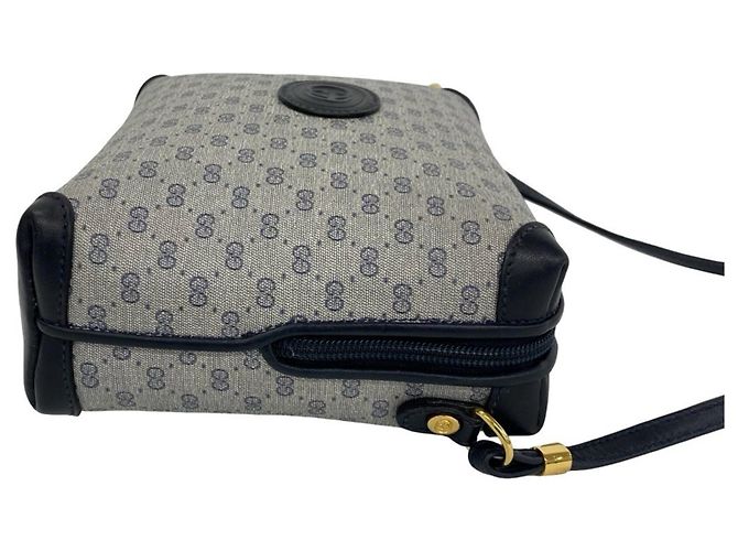 Borsa a tracolla in pelle Gucci blu navy con motivo Micro GG - vista 6