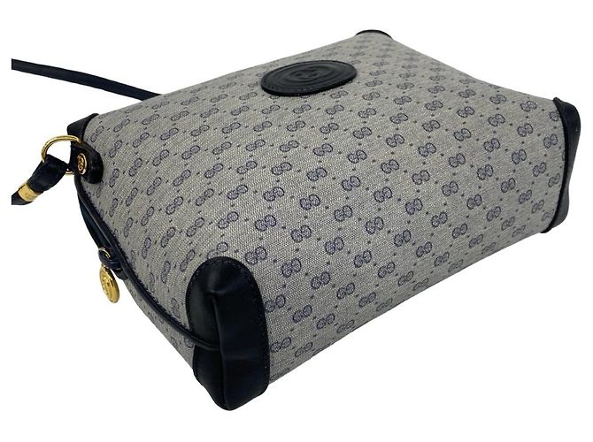 Borsa a tracolla in pelle Gucci blu navy con motivo Micro GG - vista 7