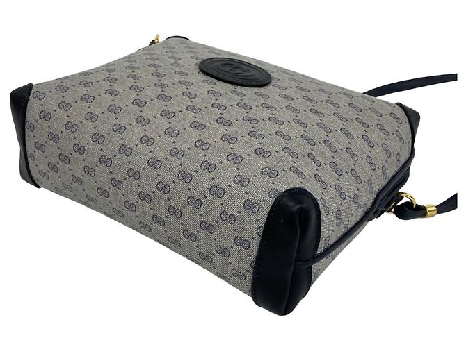 Borsa a tracolla in pelle Gucci blu navy con motivo Micro GG - vista 8
