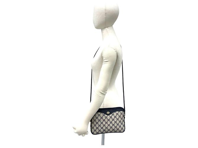 Borsa a tracolla Gucci in pelle blu navy - vista 2