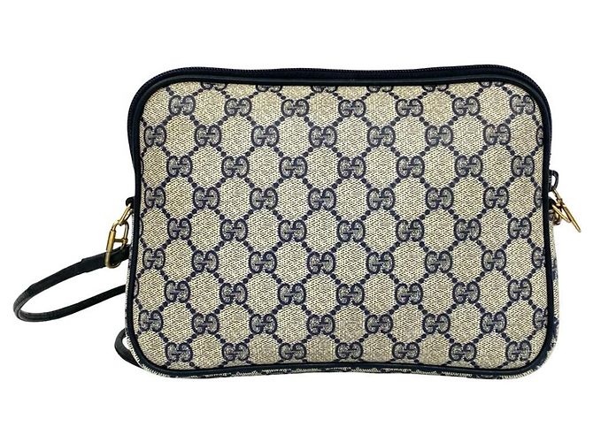 Borsa a tracolla Gucci in pelle blu navy - vista 3
