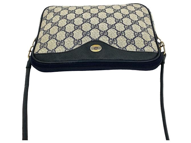 Borsa a tracolla Gucci in pelle blu navy - vista 4
