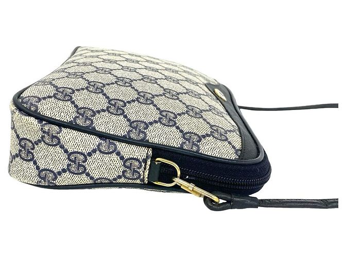 Borsa a tracolla Gucci in pelle blu navy - vista 6