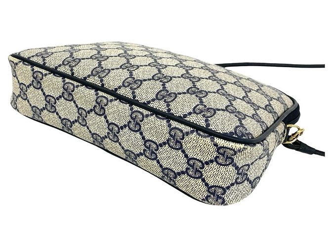 Borsa a tracolla Gucci in pelle blu navy - vista 8
