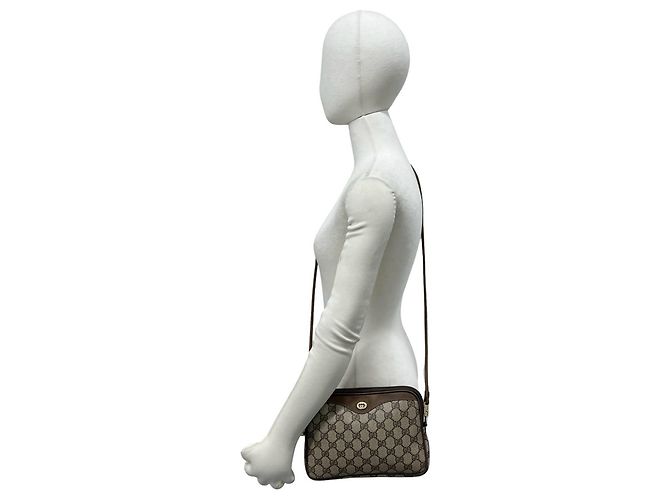 Borsa a tracolla Gucci in pelle marrone - vista 2