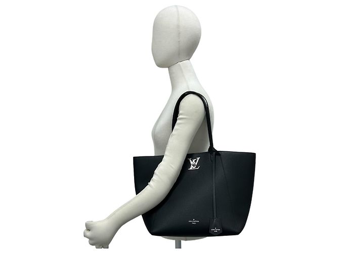 Louis Vuitton Lockme Cabas Leder Tote Bag mit Drehverschluss Schwarz - Ansicht 2