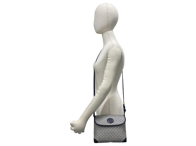Mini borsa a tracolla in pelle Gucci Old Micro GG Logo Blu navy - vista 2