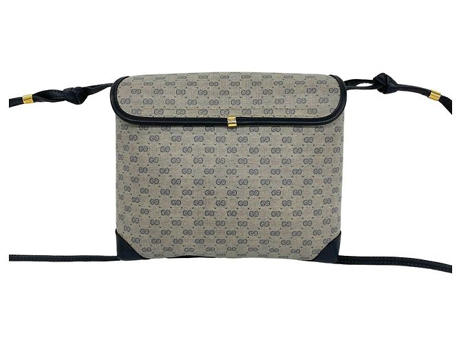 Mini borsa a tracolla in pelle Gucci Old Micro GG Logo Blu navy - vista 3