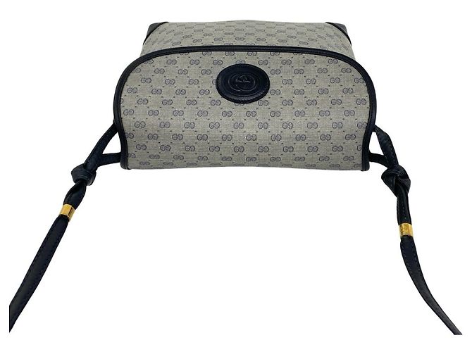 Mini borsa a tracolla in pelle Gucci Old Micro GG Logo Blu navy - vista 4