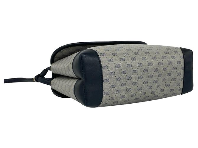 Mini borsa a tracolla in pelle Gucci Old Micro GG Logo Blu navy - vista 7