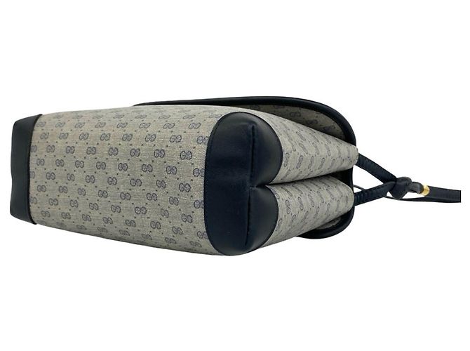 Mini borsa a tracolla in pelle Gucci Old Micro GG Logo Blu navy - vista 8