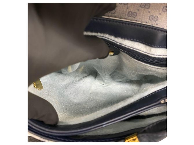 Mini borsa a tracolla in pelle Gucci Old Micro GG Logo Blu navy - vista 9