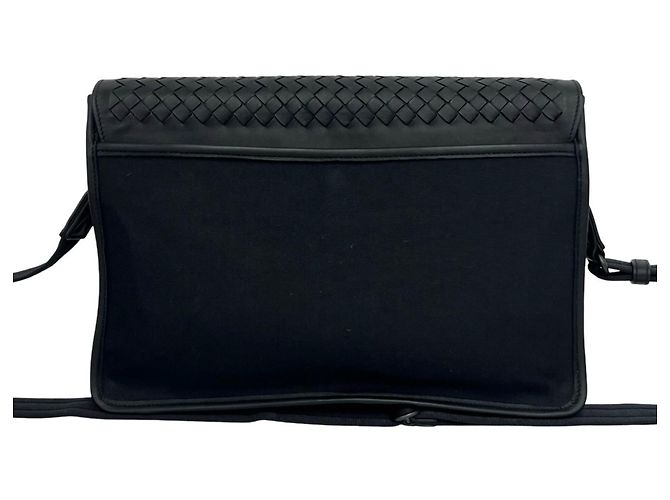 Borsa a tracolla in nylon e pelle Intrecciato Bottega Veneta Nero - vista 3