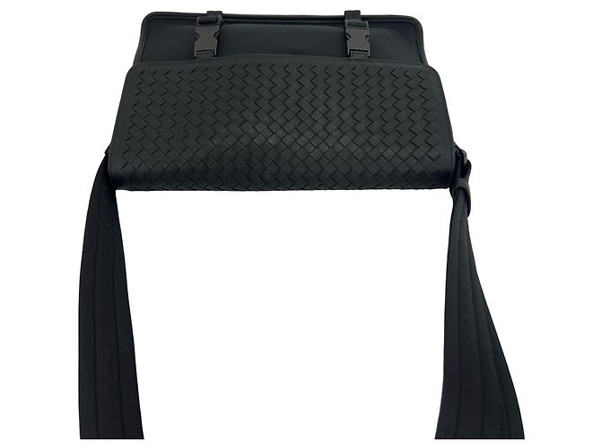 Borsa a tracolla in nylon e pelle Intrecciato Bottega Veneta Nero - vista 4