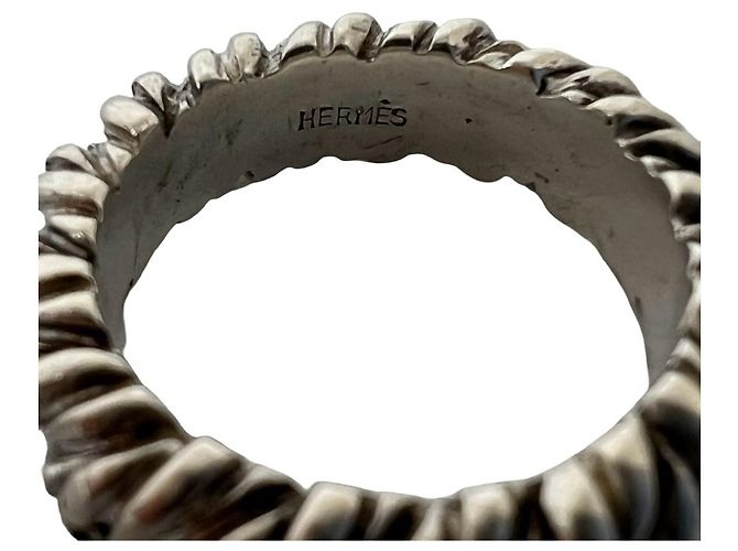 Hermès Anello HERMES Vintage Twist Rope Ring Argento - vista 3