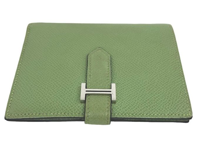 Hermès Cartera bi-fold Hermes Bearn Compact Verde - vista 3