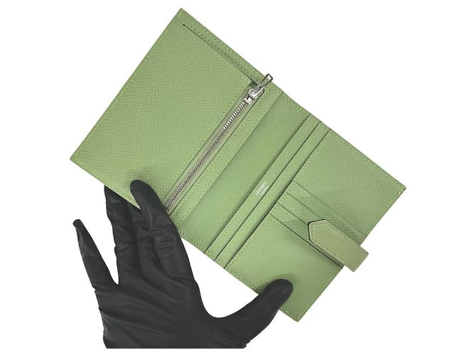 Hermès Cartera bi-fold Hermes Bearn Compact Verde - vista 7