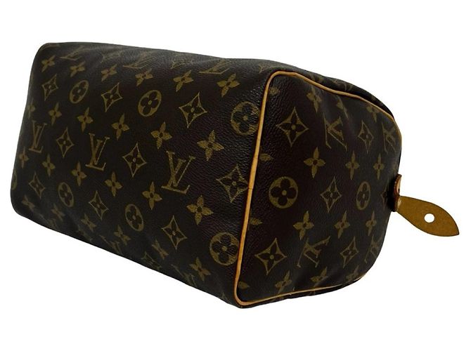 Bolso de mano de cuero Louis Vuitton Monogram Speedy 25 Castaño - vista 8
