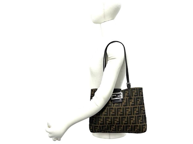 Fendi Vintage Schulter- und Tote Bag mit Zucca-Muster Braun Schwarz - Ansicht 2