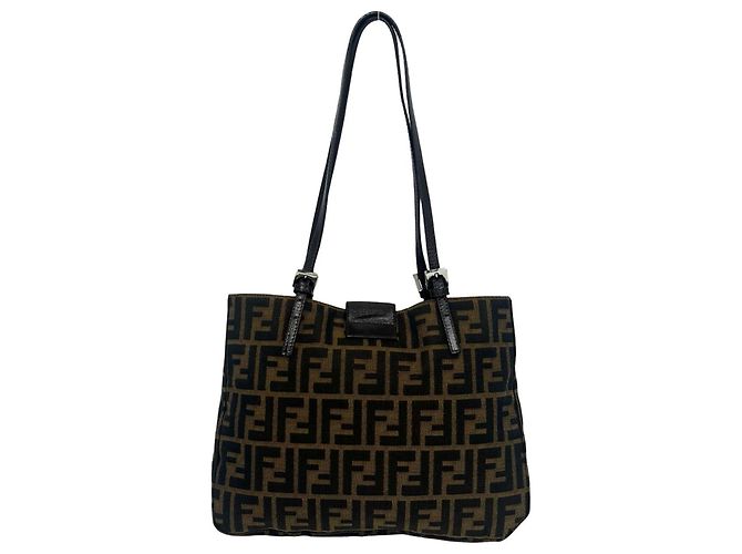 Fendi Vintage Schulter- und Tote Bag mit Zucca-Muster Braun Schwarz - Ansicht 3
