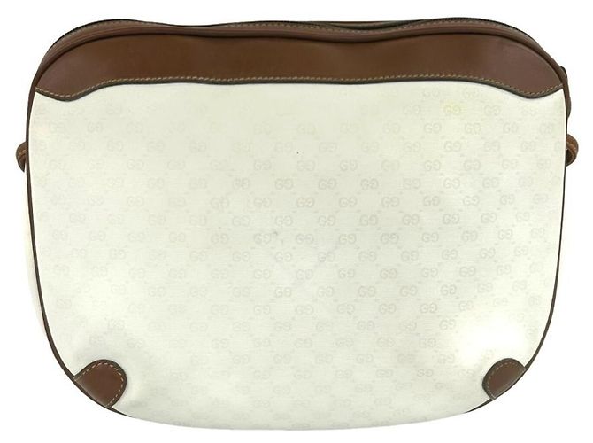 Gucci Vintage Mini Schultertasche mit Micro GG Muster Braun Weiß - Ansicht 3