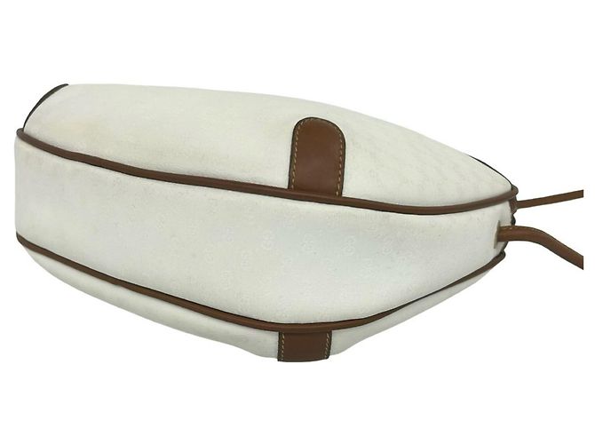 Gucci Vintage Mini Schultertasche mit Micro GG Muster Braun Weiß - Ansicht 8