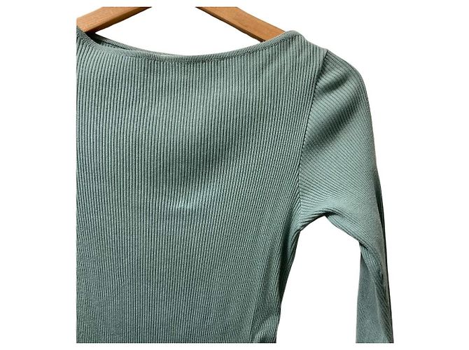 Autre Marque AURALEE Ron Herman Exclusive Giza Long Sleeve Top Verde - vista 2