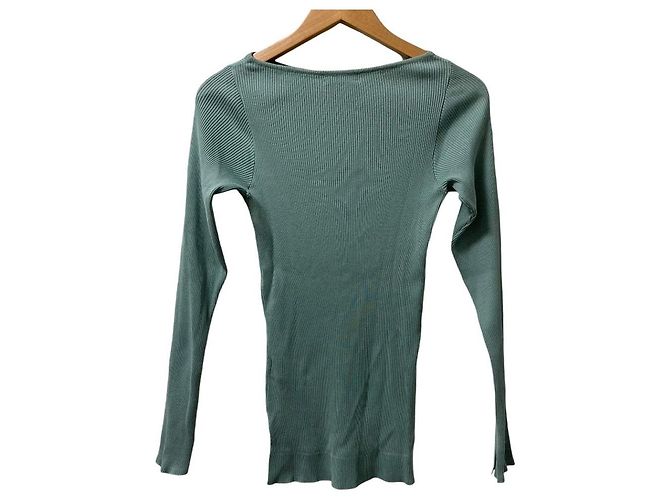 Autre Marque AURALEE Ron Herman Exclusive Giza Long Sleeve Top Verde - vista 3
