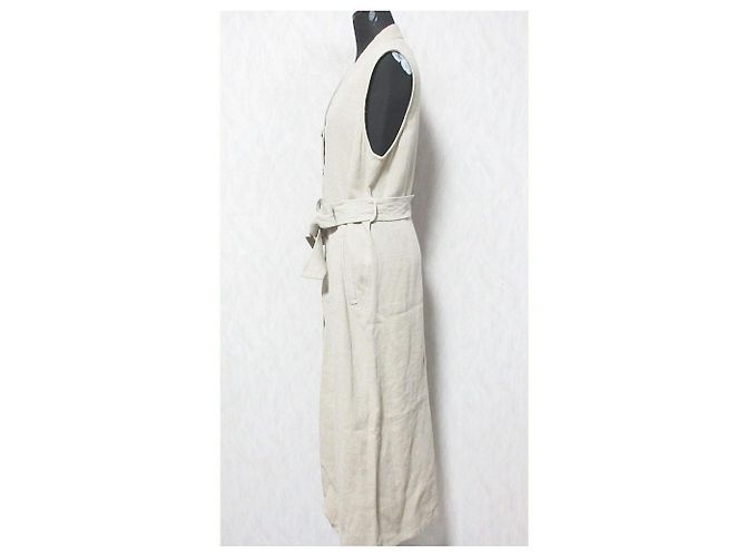 Autre Marque Vestido gilet largo de lino MAISON SPECIAL Beige - vista 3