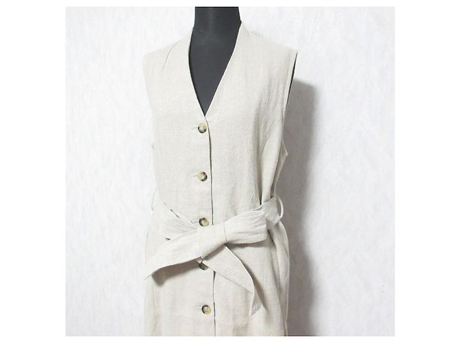 Autre Marque Vestido gilet largo de lino MAISON SPECIAL Beige - vista 4