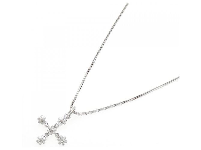 Autre Marque 750WG Blumen-Diamantcollier Silber - Ansicht 2