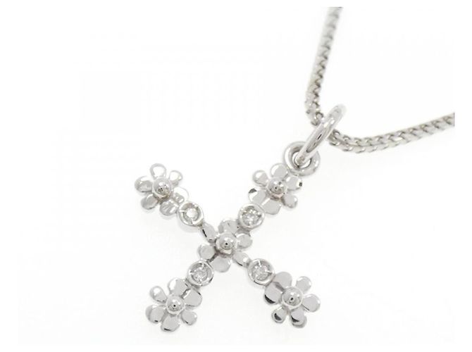 Autre Marque 750WG Blumen-Diamantcollier Silber - Ansicht 3