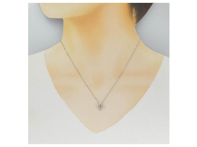 Autre Marque Collana Croce in K14WG e Diamanti Argento - vista 6