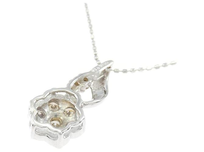 Autre Marque Collana Fiore in Oro Bianco Au750 e Diamanti Argento - vista 4