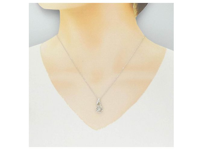 Autre Marque Collana Fiore in Oro Bianco Au750 e Diamanti Argento - vista 6