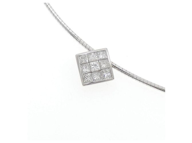 Autre Marque Collana di diamanti PT900 K18WG Argento - vista 3