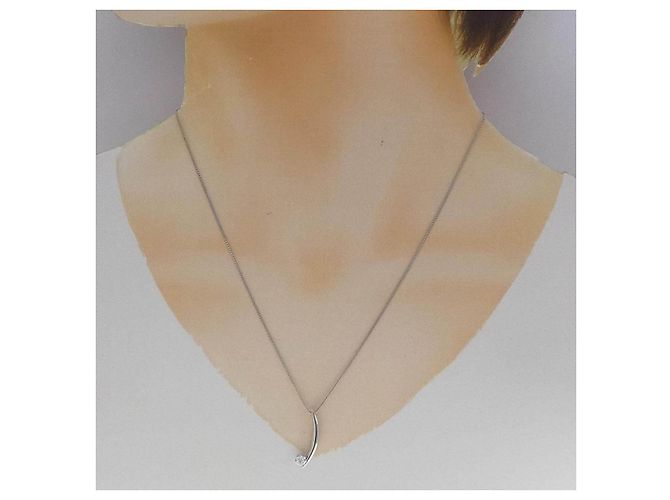 Autre Marque Diamantenhalskette aus PT950 Silber - Ansicht 6