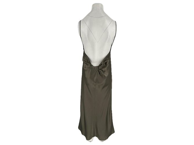 Autre Marque Vestido maxi de seda cáqui HER SENSES Caqui - vista 2