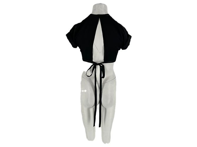 Autre Marque Crop top de satén negro - vista 2