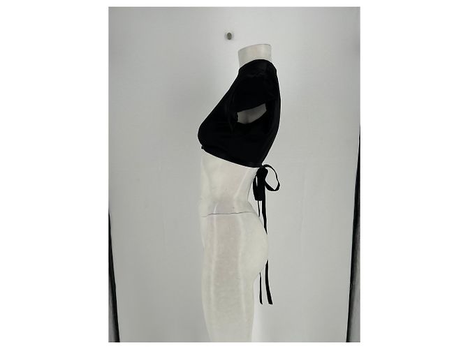 Autre Marque Crop top de satén negro - vista 3