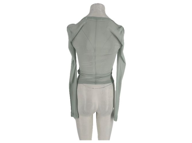 Helmut Lang T-shirt verde trasparente a maniche lunghe - vista 2