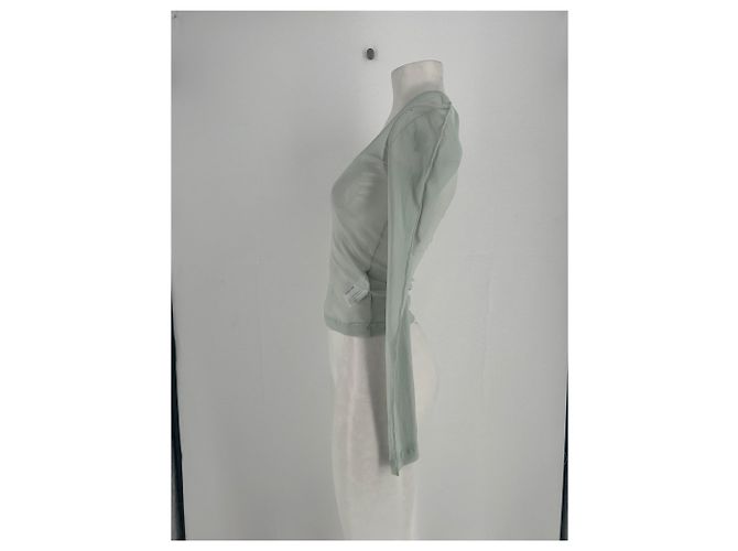 Helmut Lang T-shirt verde trasparente a maniche lunghe - vista 3